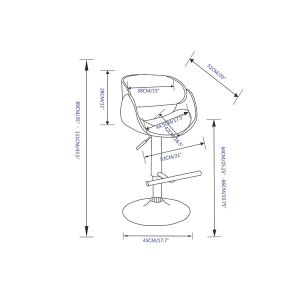 White | Amery Adjustable Swivel Bar Stool