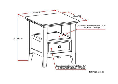 Natural Aged Brown | Amherst End Side Table