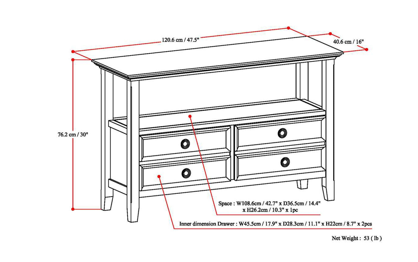 Distressed Grey | Amherst Console Sofa Table