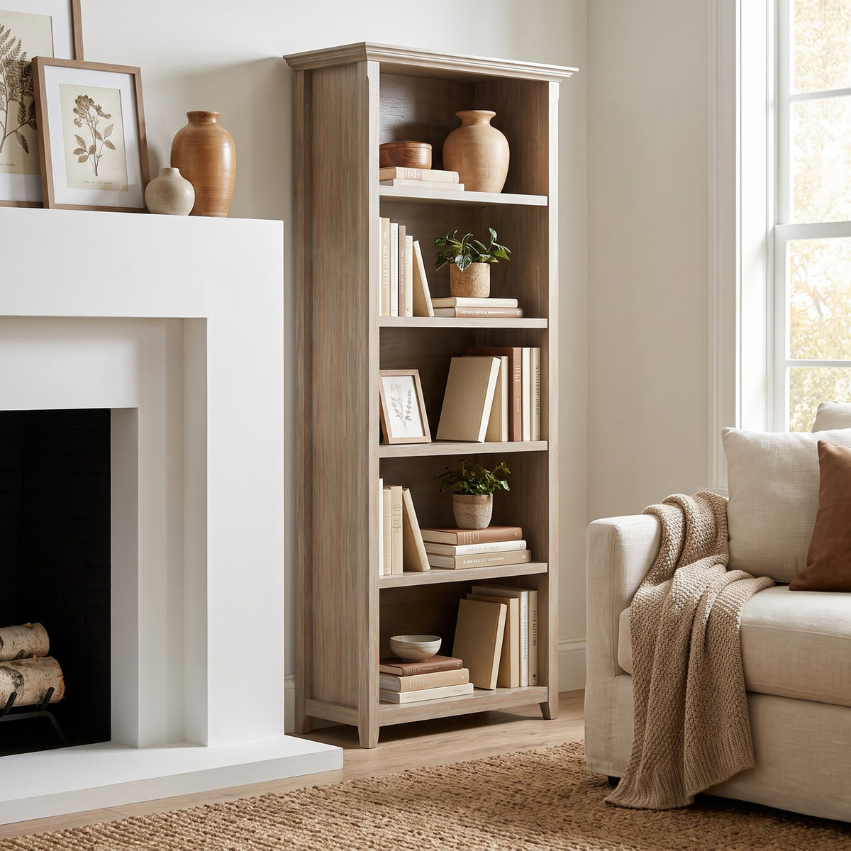 Distressed Grey | Amherst 30 inch 5 Shelf Bookcase