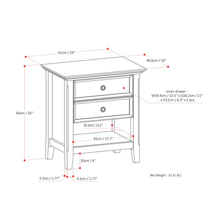 Light Golden Brown | Amherst Bedside Table
