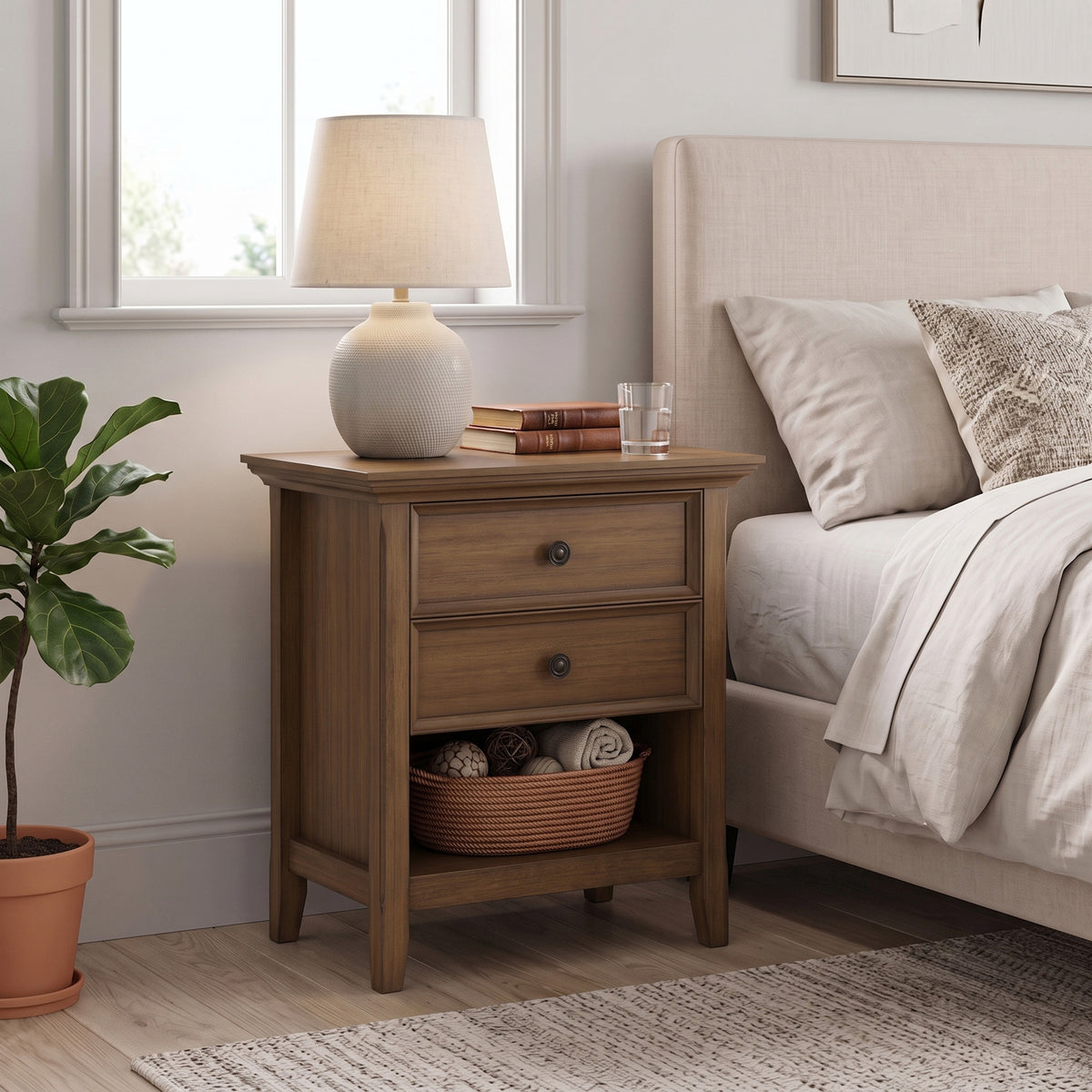 Rustic Natural Aged Brown | Amherst Bedside Table