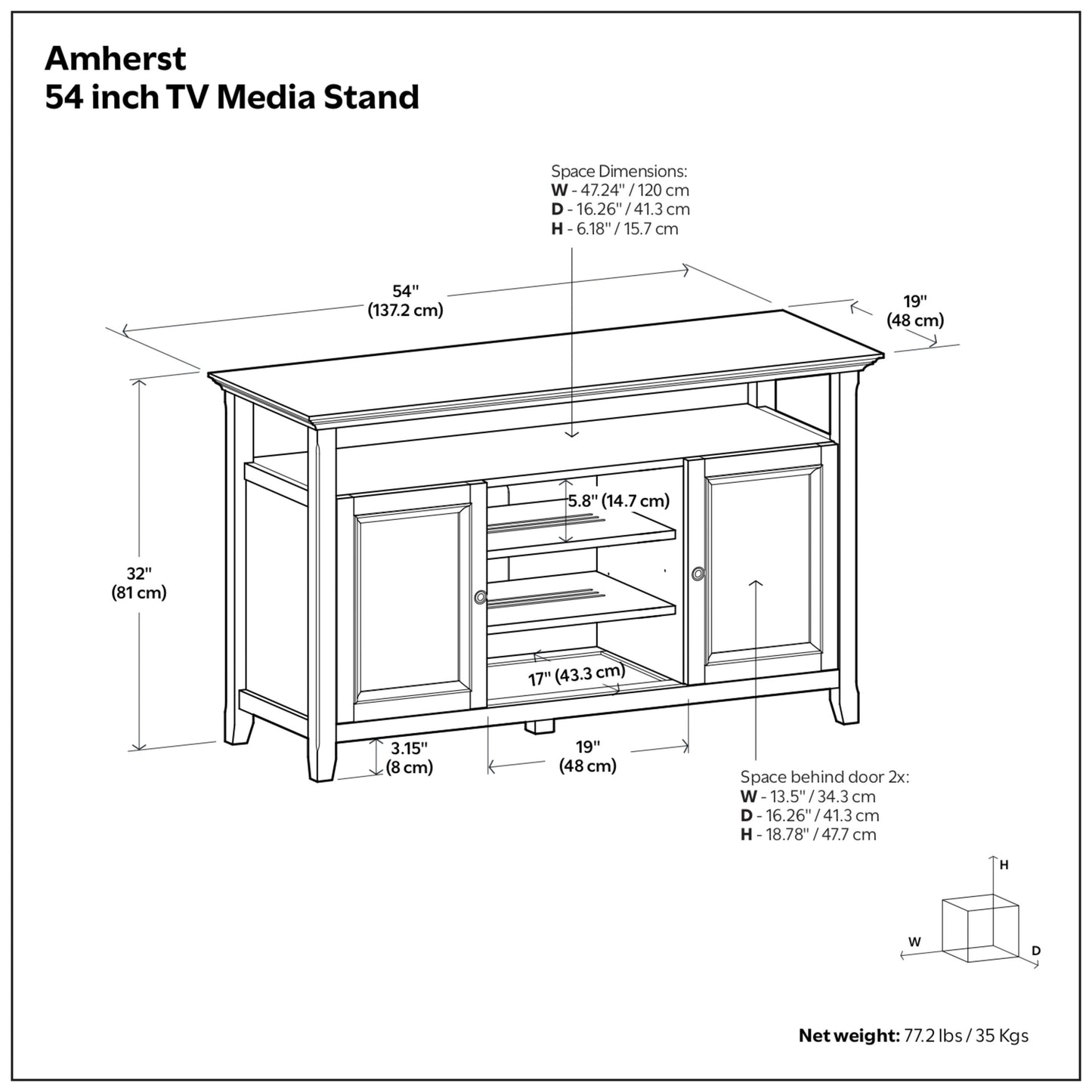 Antique White | Amherst 54 inch TV Media Stand