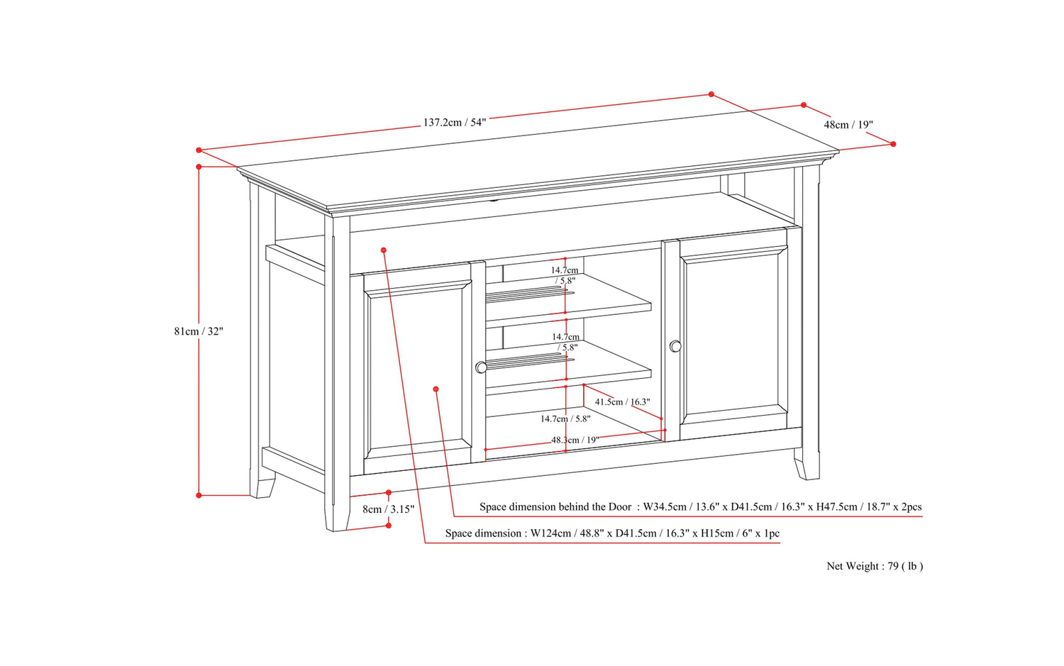 Fog Grey | Amherst TV Media Stand