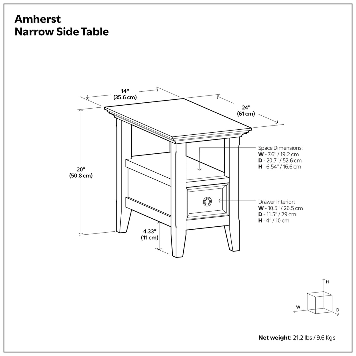 Amherst Narrow End Table