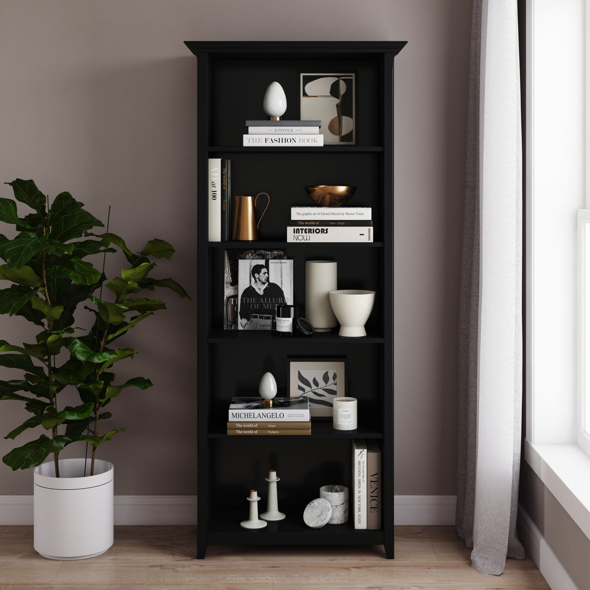 Black | Amherst 30 inch 5 Shelf Bookcase