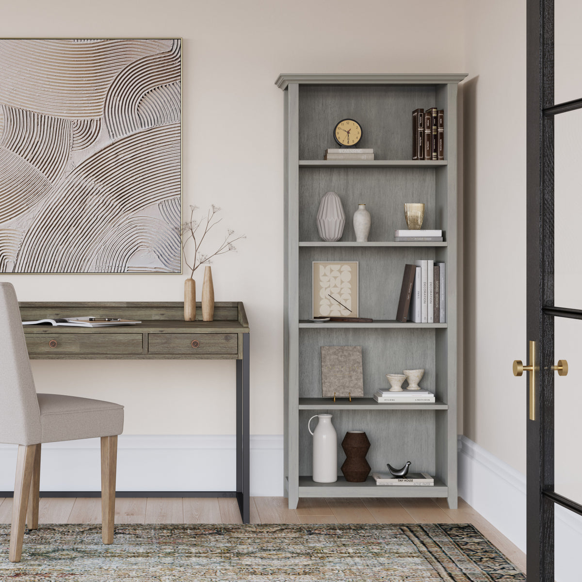 Fog Grey | Amherst 30 inch 5 Shelf Bookcase