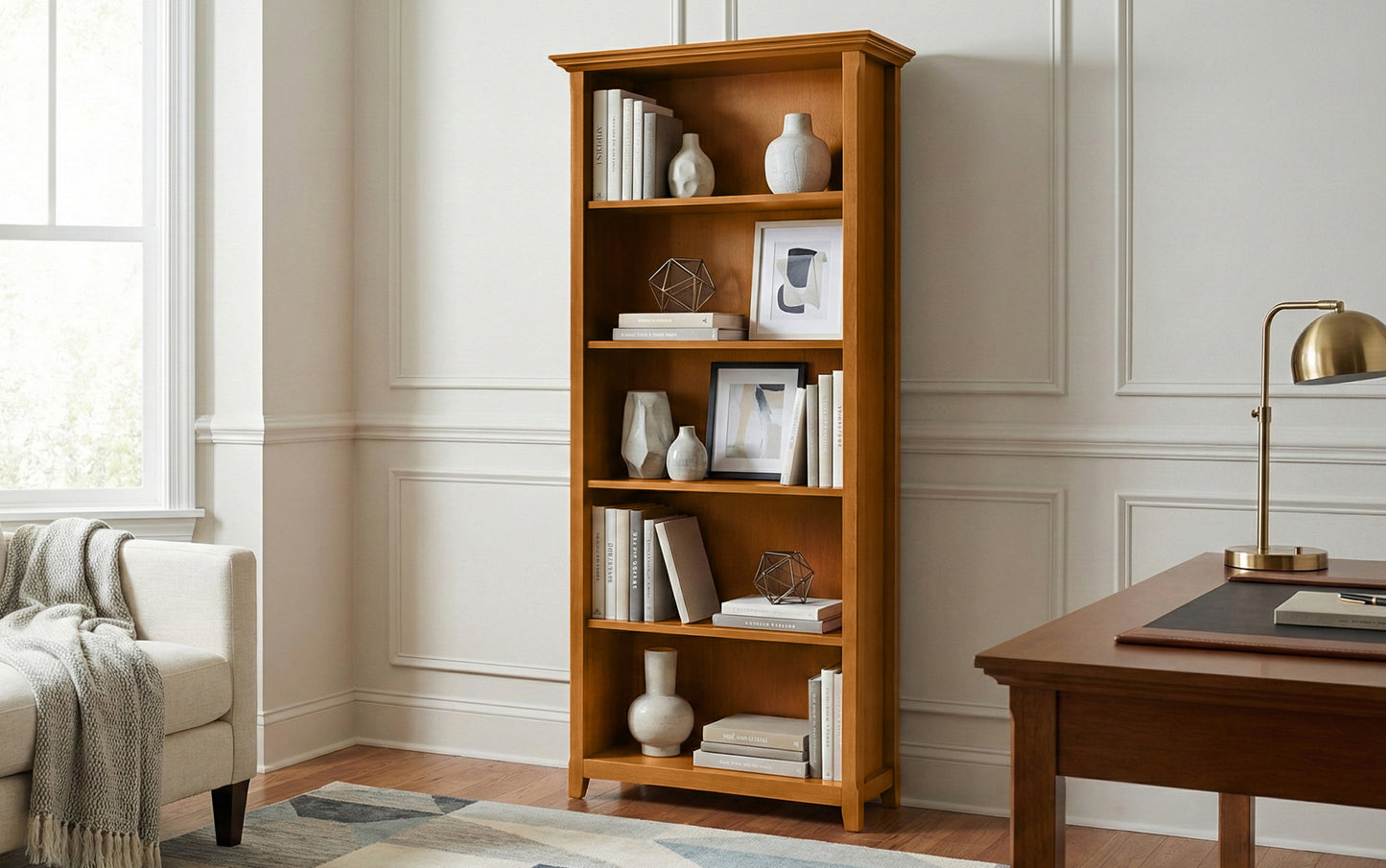 Light Golden Brown | Amherst 5 Shelf Bookcase