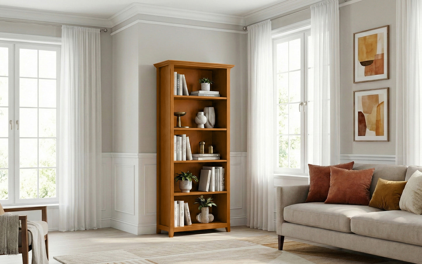 Light Golden Brown | Amherst 5 Shelf Bookcase