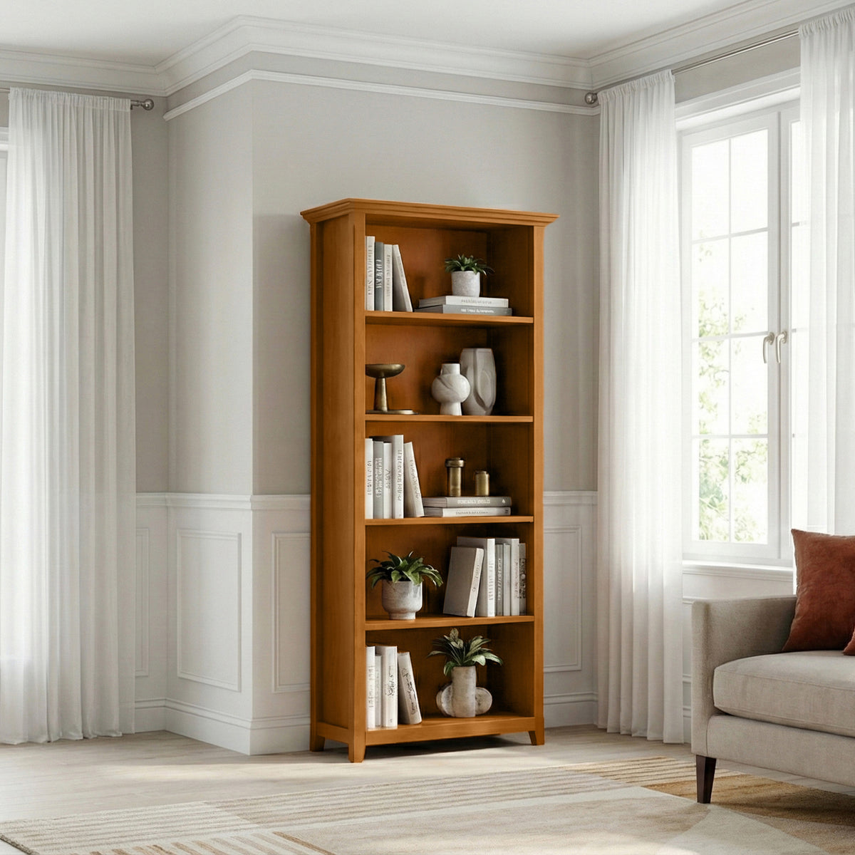Light Golden Brown | Amherst 30 inch 5 Shelf Bookcase