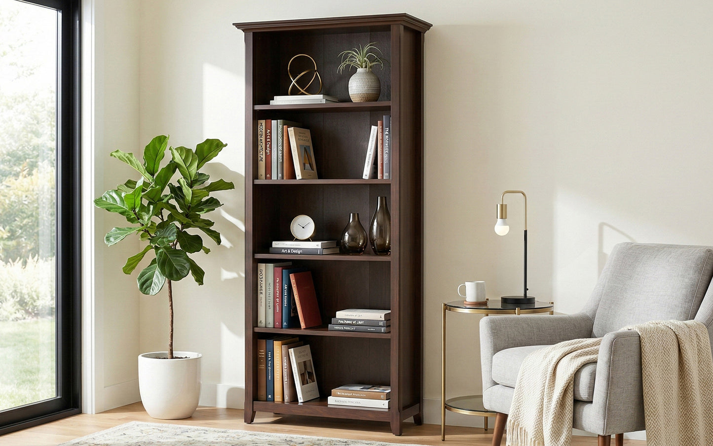 Russet Brown | Amherst 5 Shelf Bookcase