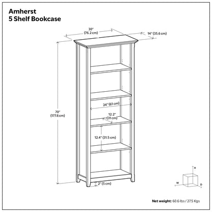 Russet Brown | Amherst 5 Shelf Bookcase