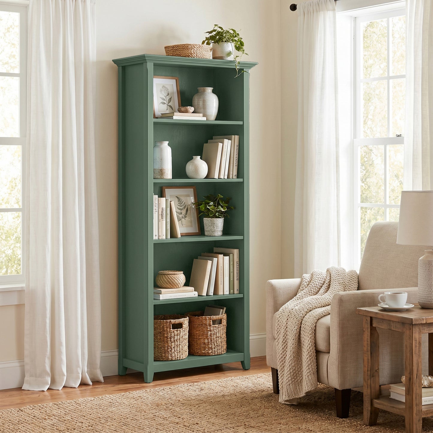 Sage Green | Amherst 30 inch 5 Shelf Bookcase