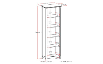 Hickory Brown | Amherst 24 inch 5 Shelf Bookcase