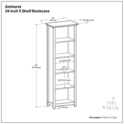 Hickory Brown | Amherst 24 inch 5 Shelf Bookcase