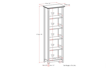 White | Amherst 24 inch 5 Shelf Bookcase