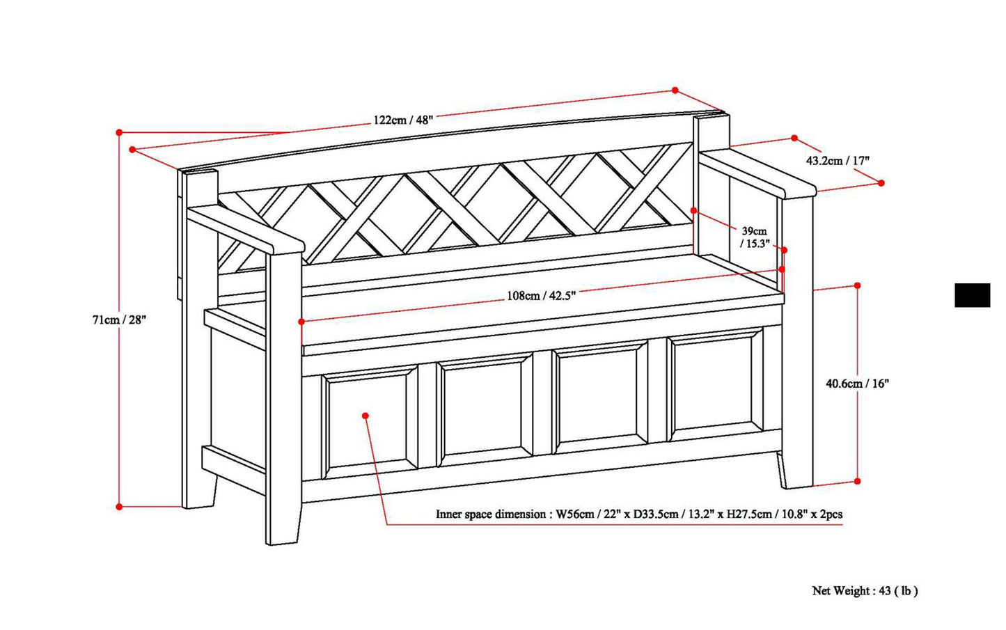 Distressed Coastal Blue | Amherst Entryway Bench
