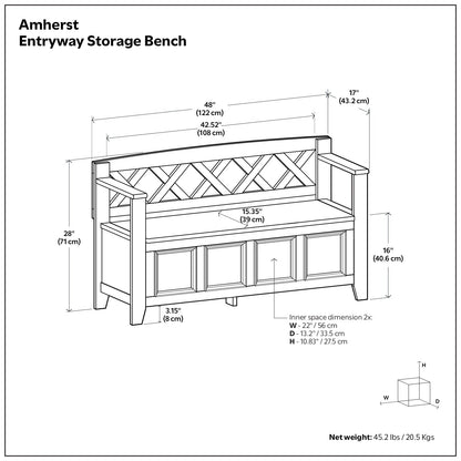 Natural Aged Brown | Amherst Entryway Storage Bench