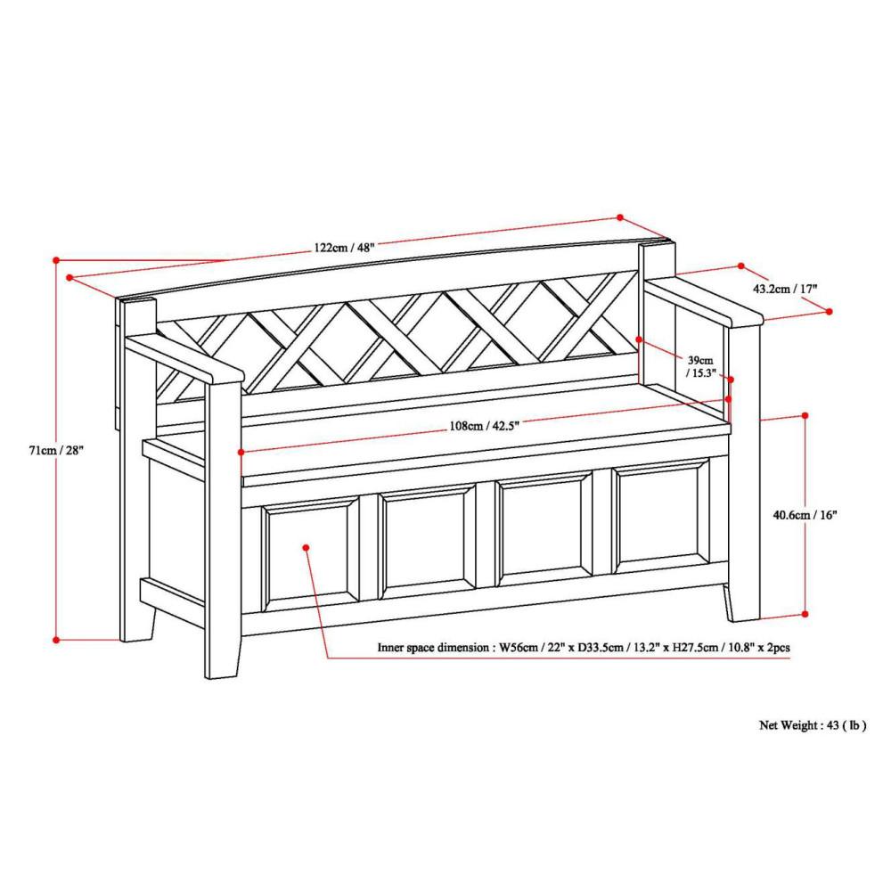 Rustic Natural Aged Brown | Amherst Entryway Bench