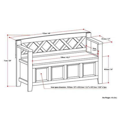 Rustic Natural Aged Brown | Amherst Entryway Bench