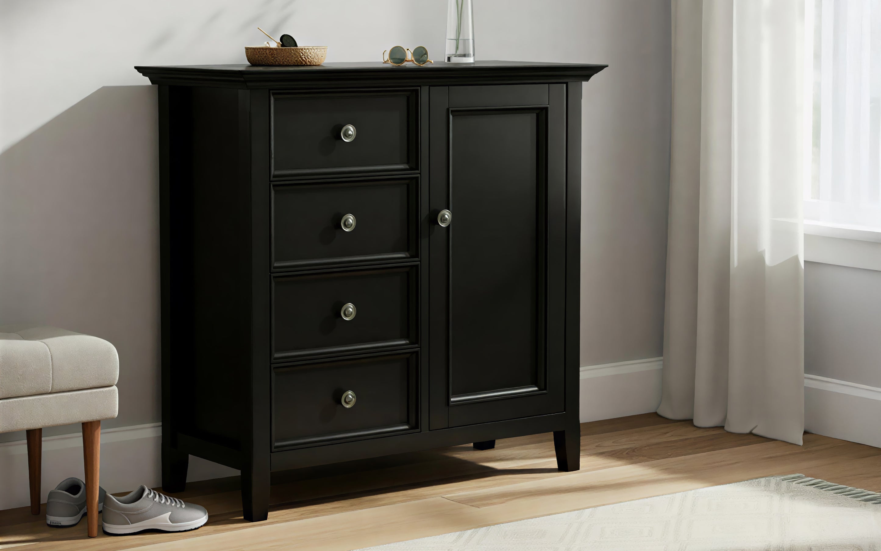 Solid Wood Storage Cabinet | Amherst Low Storage Cabinet – Simpli Home