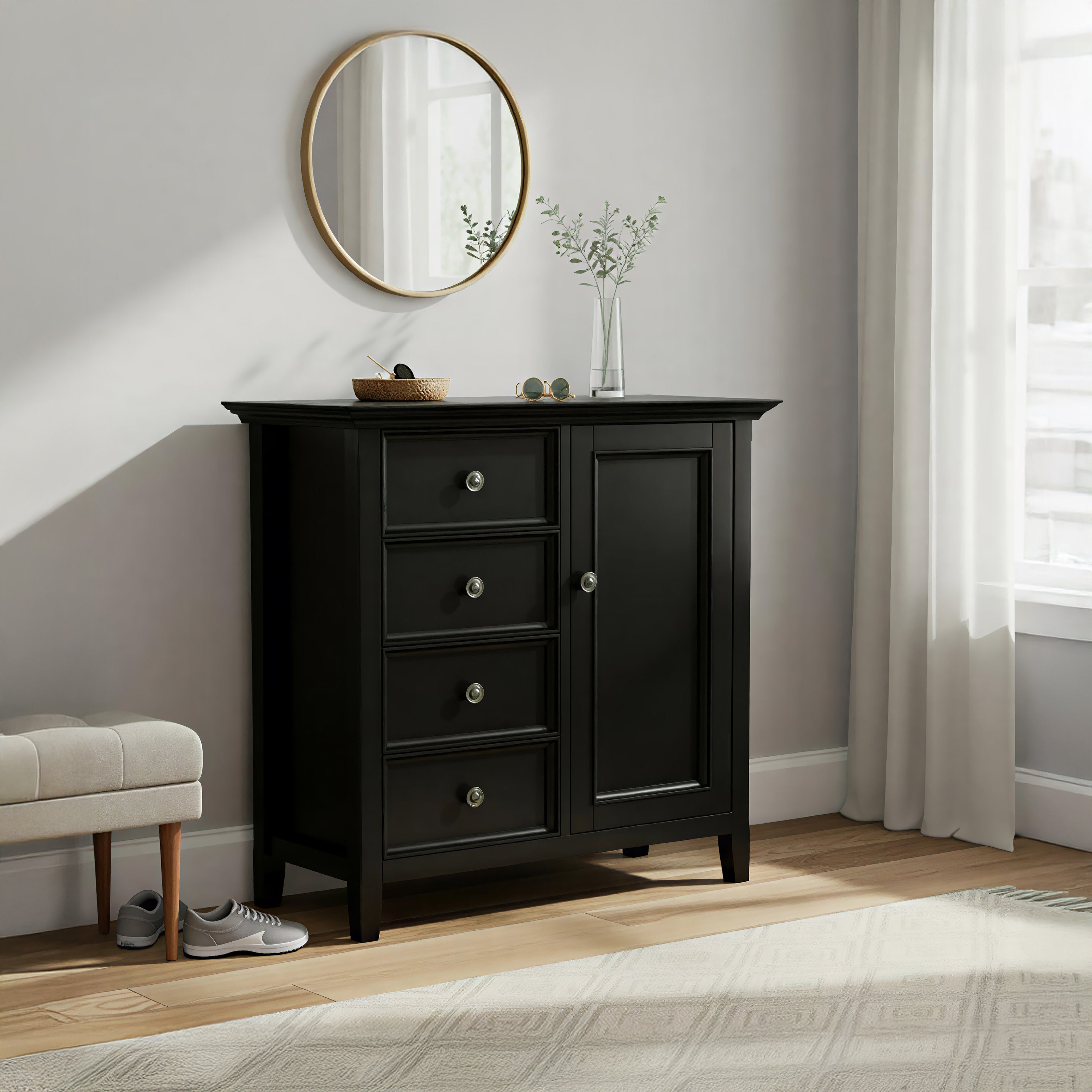 Solid Wood Storage Cabinet | Amherst Low Storage Cabinet – Simpli Home