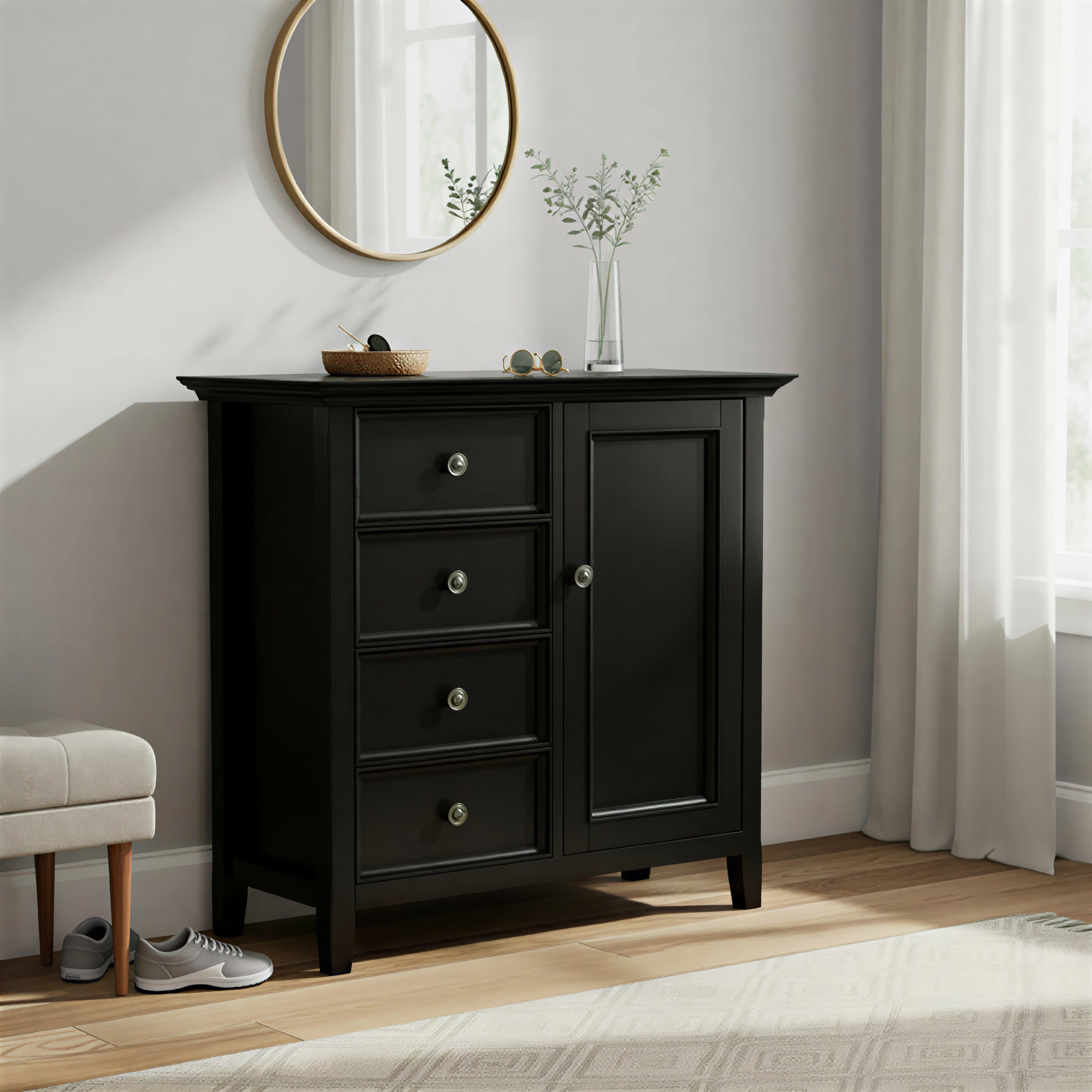 Solid Wood Storage Cabinet | Amherst Low Storage Cabinet – Simpli Home
