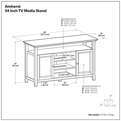 Light Golden Brown | Amherst 54 inch TV Media Stand