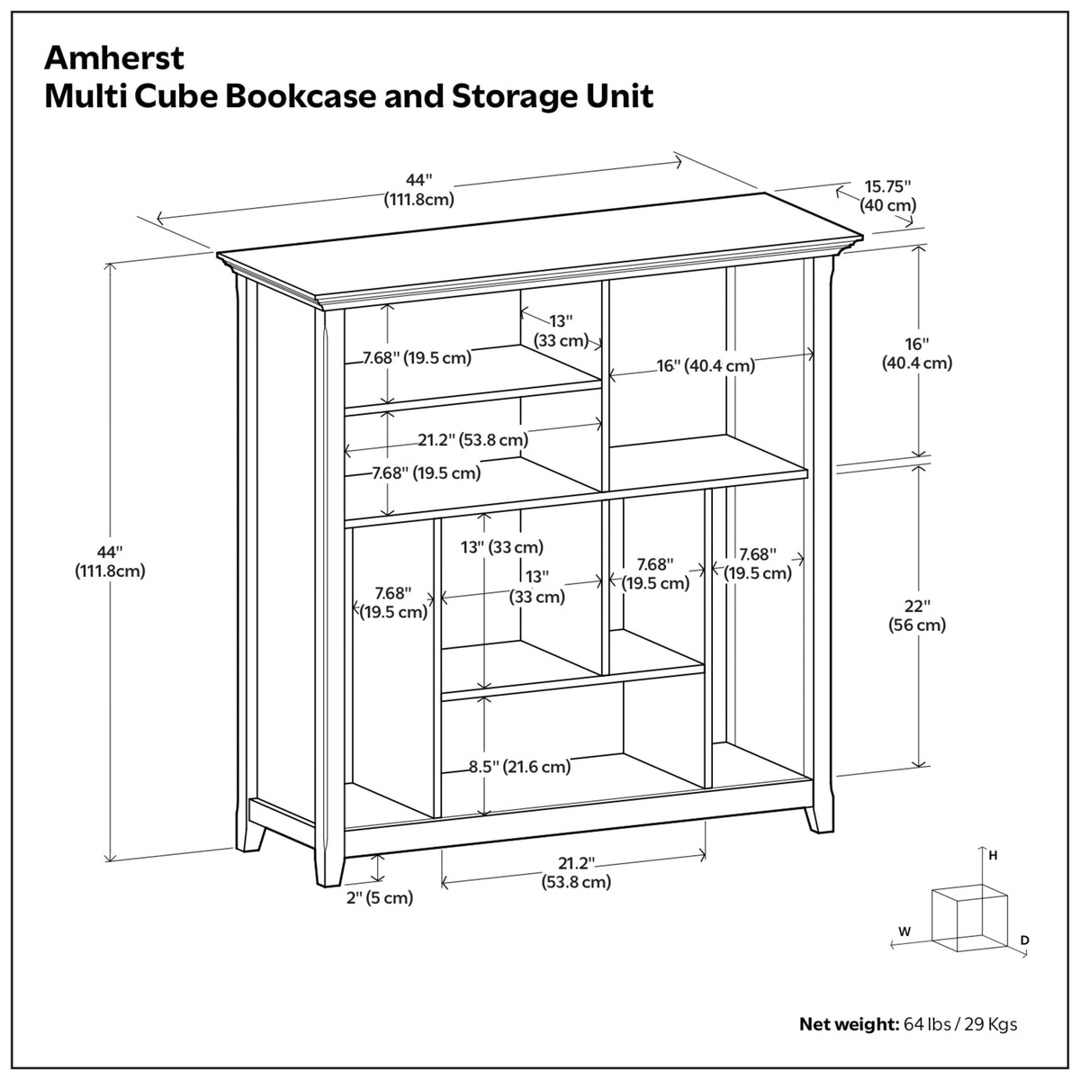 White | Amherst Multi Cube Bookcase and Storage Unit