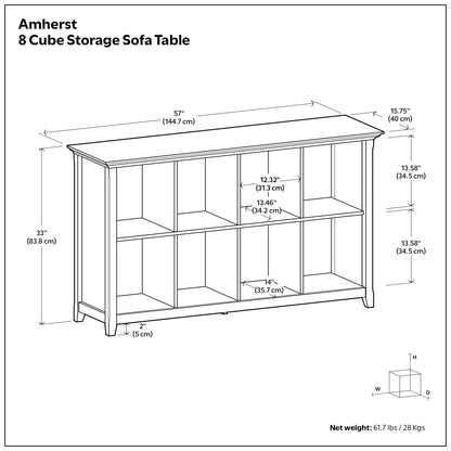 White | Amherst 8 Cube Storage Sofa Table