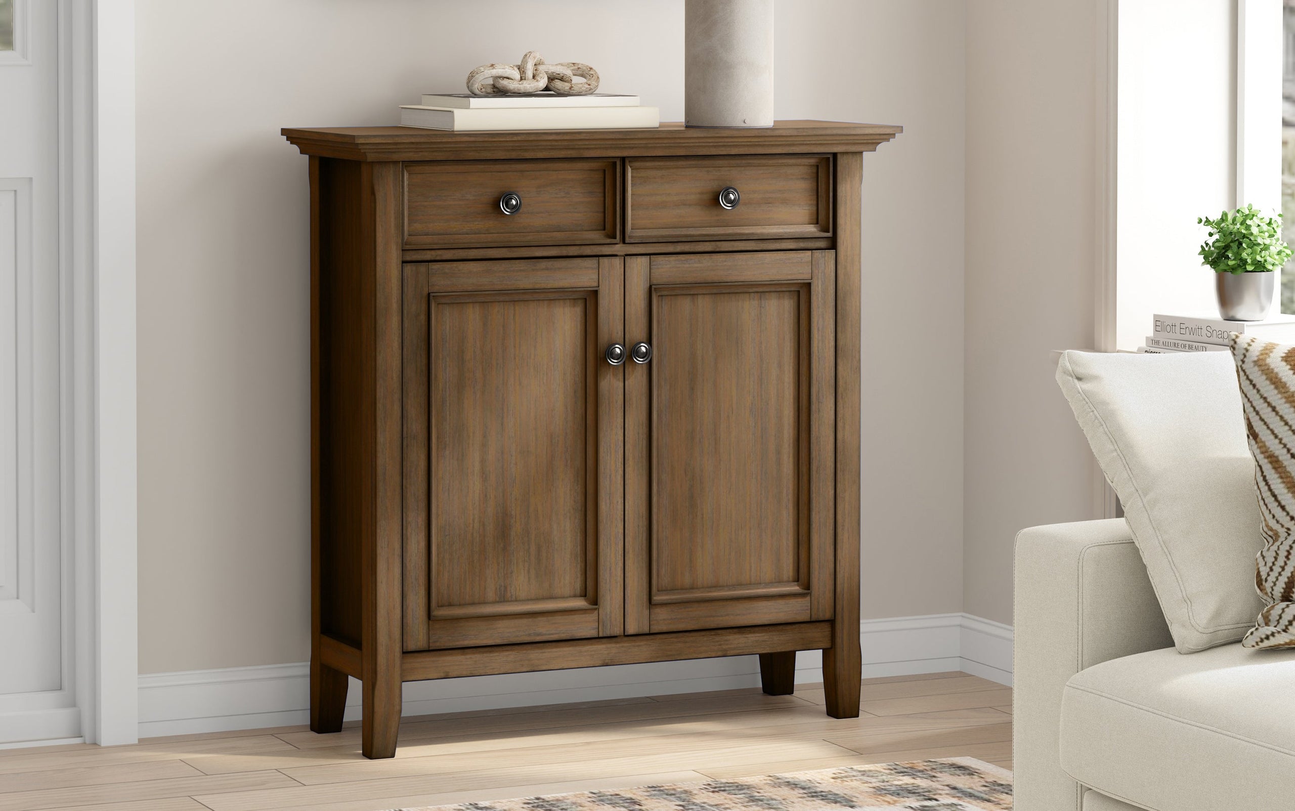 Rustic Natural Aged Brown | Amherst Entryway Storage Cabinet