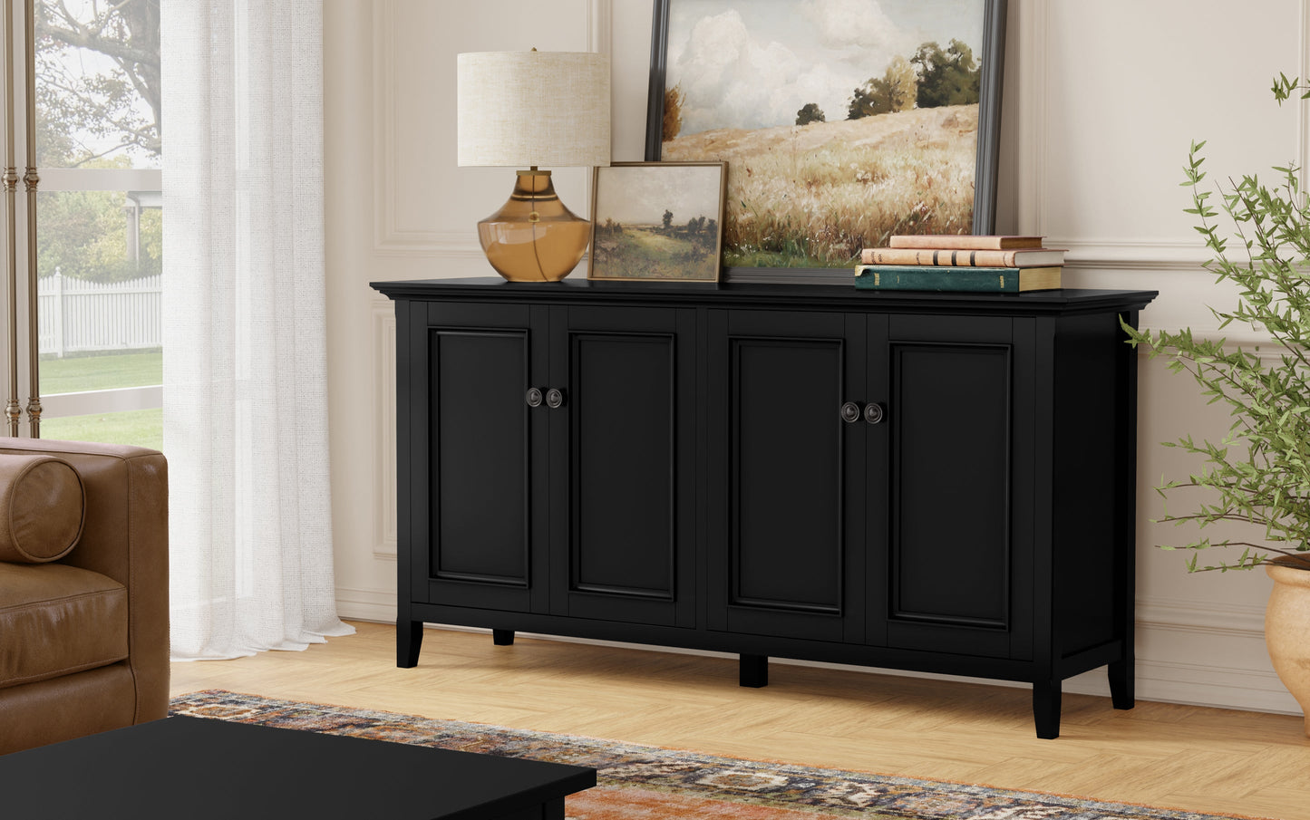 Black | Amherst Wide 4 Door Storage Cabinet