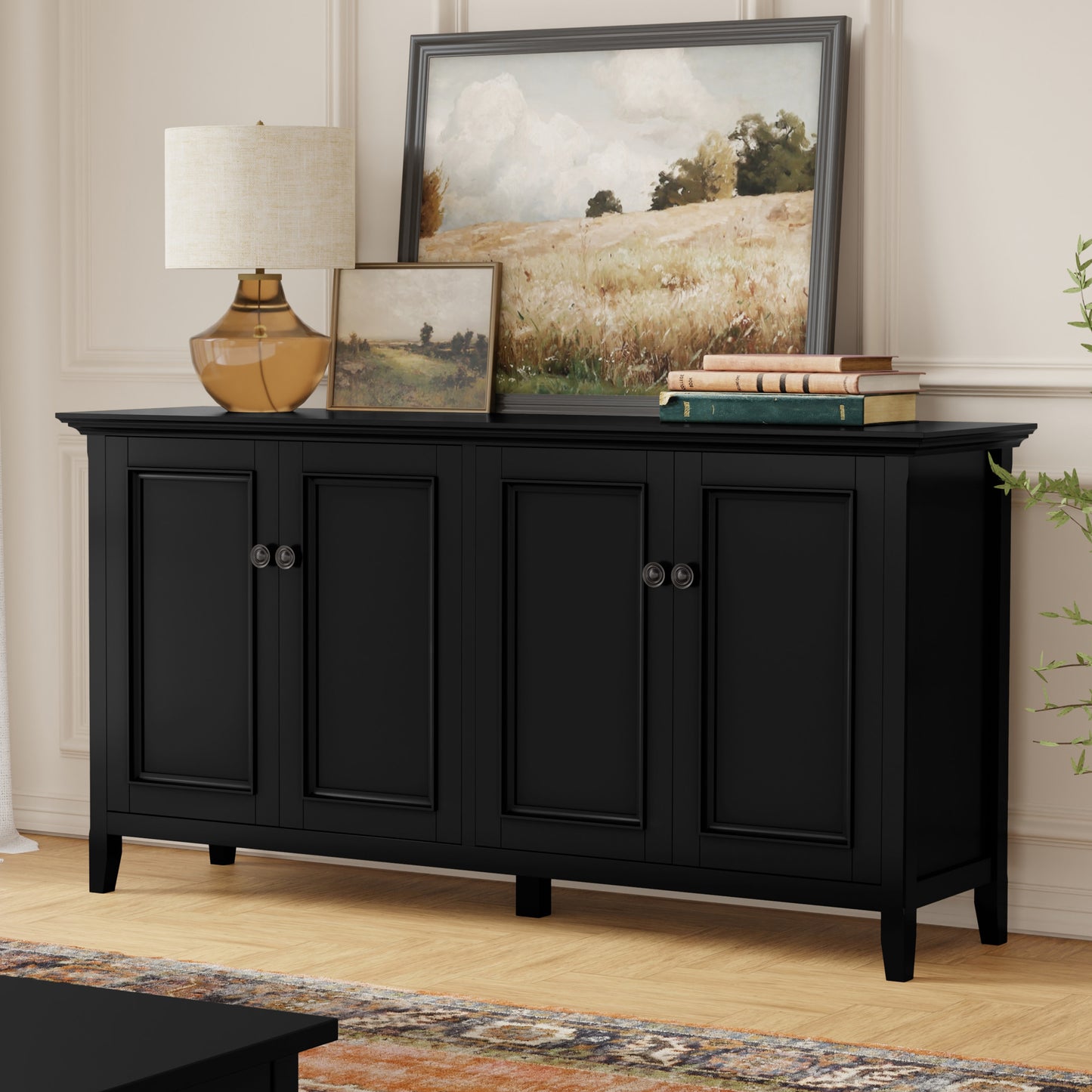 Black | Amherst Wide 4 Door Storage Cabinet