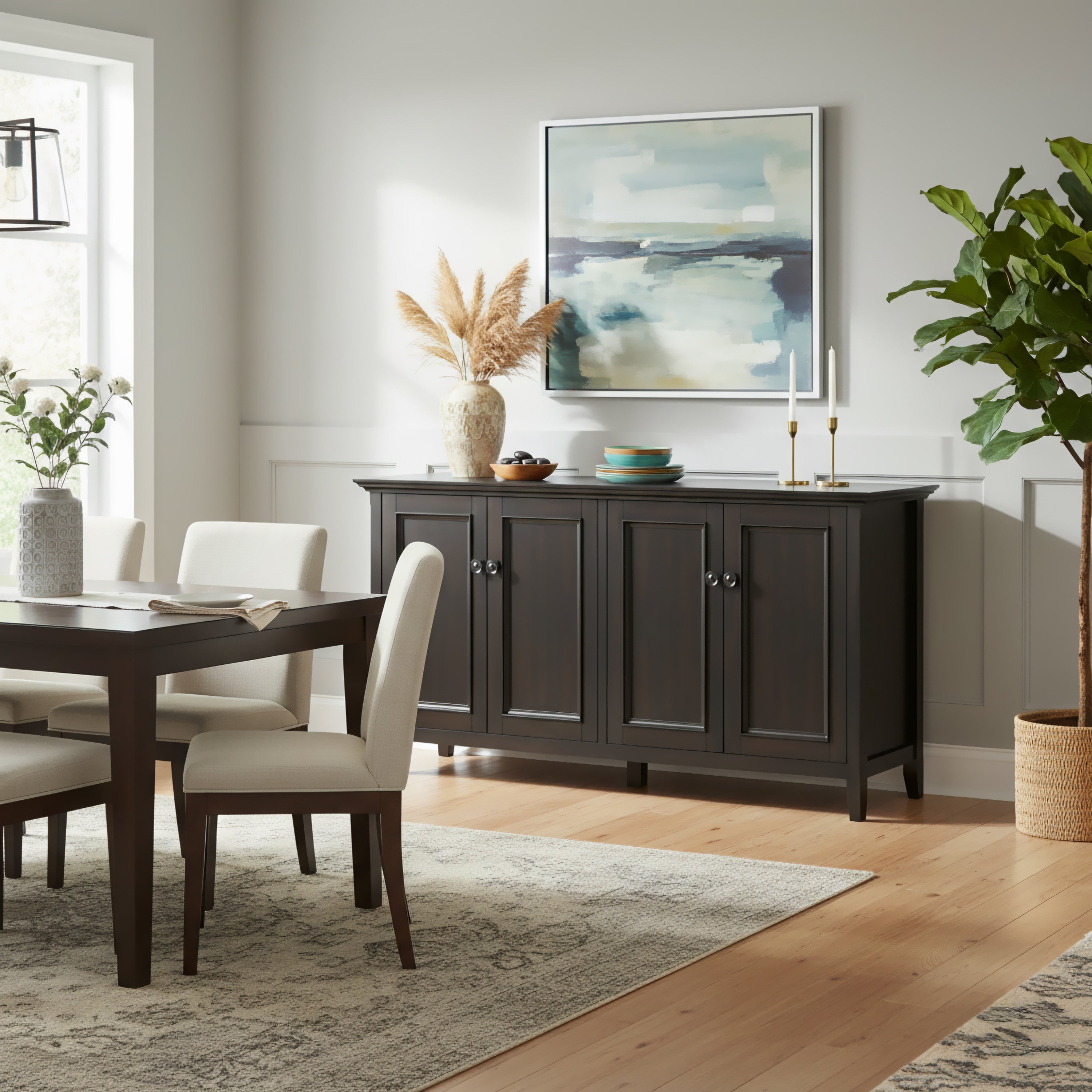 Hardwood Storage Cabinet | Amherst 4 Door Cabinet – Simpli Home