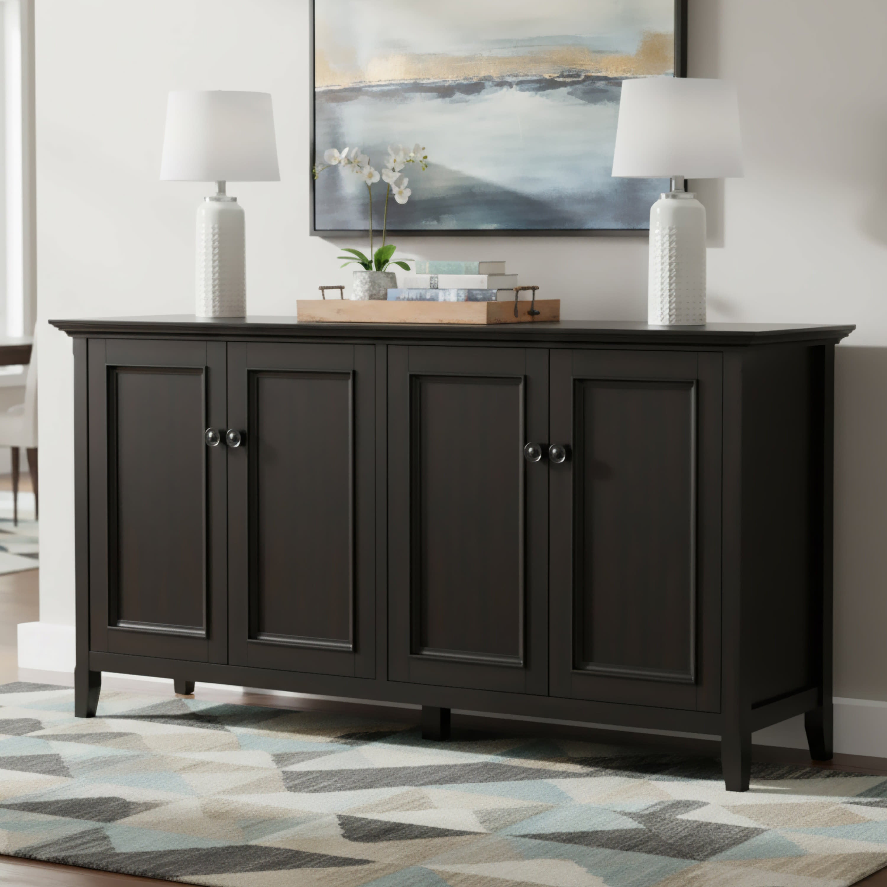 Hardwood Storage Cabinet | Amherst 4 Door Cabinet – Simpli Home