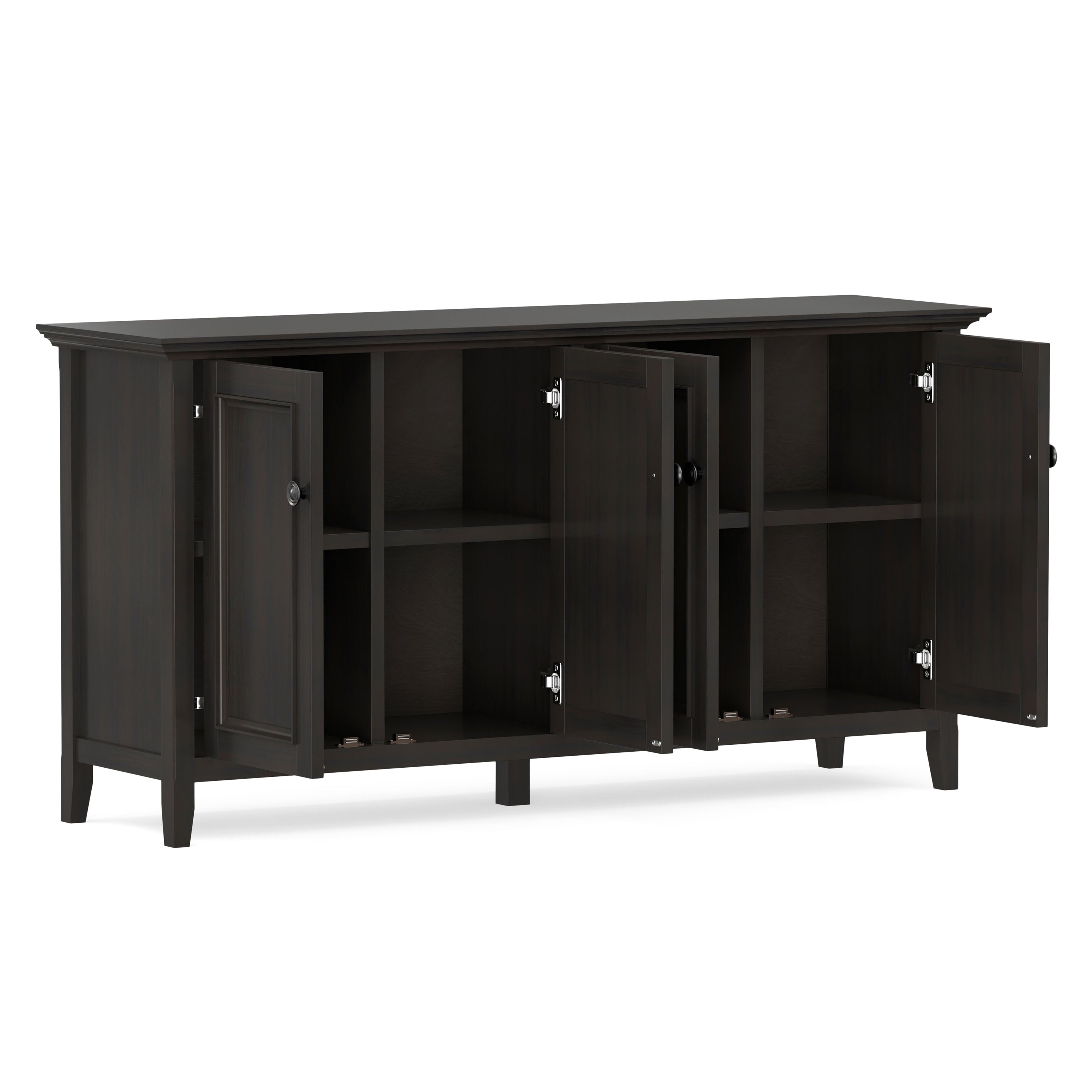 4段棚　HARVA LEHTO Hardwood Storage Cabinet | Amherst 4 Door Cabinet – Simpli Home