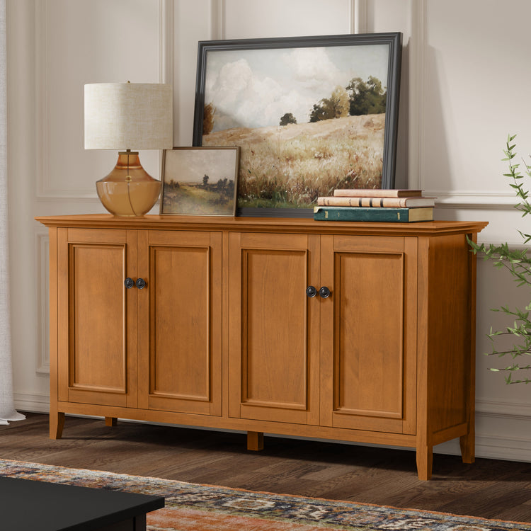 Light Golden Brown | Amherst Wide 4 Door Storage Cabinet