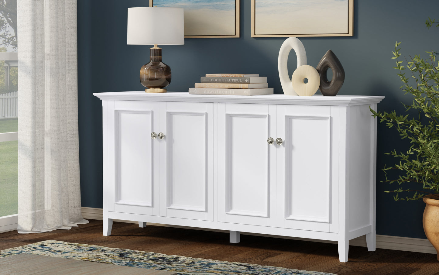 White | Amherst Wide 4 Door Storage Cabinet