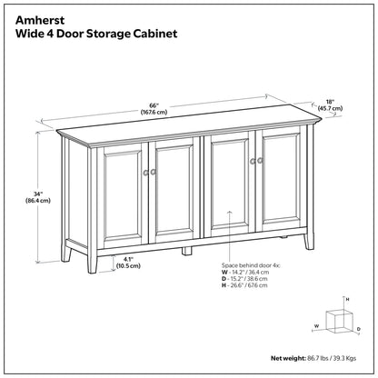 White | Amherst Wide 4 Door Storage Cabinet