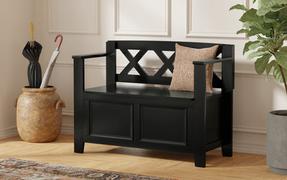 Black | Amherst Small Entryway Storage Bench