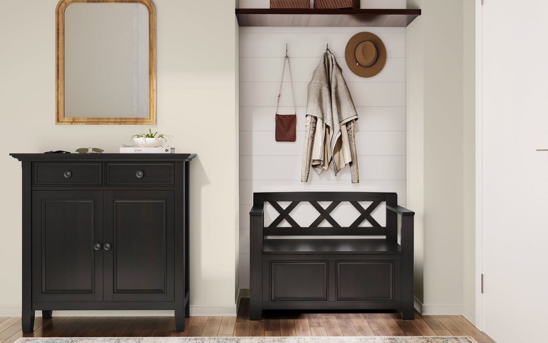 Hickory Brown | Amherst Small Entryway Storage Bench