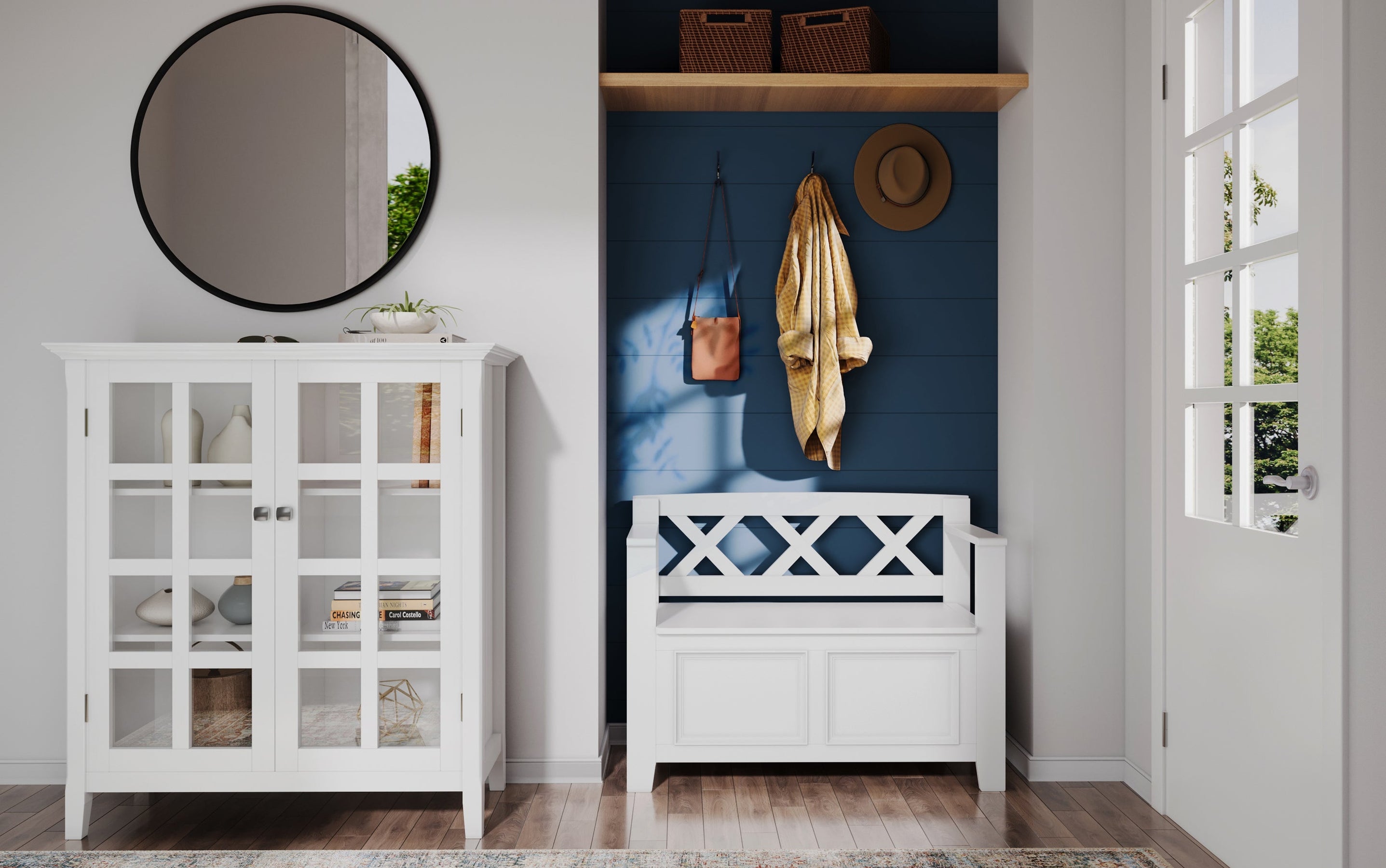 White | Amherst Small Entryway Storage Bench