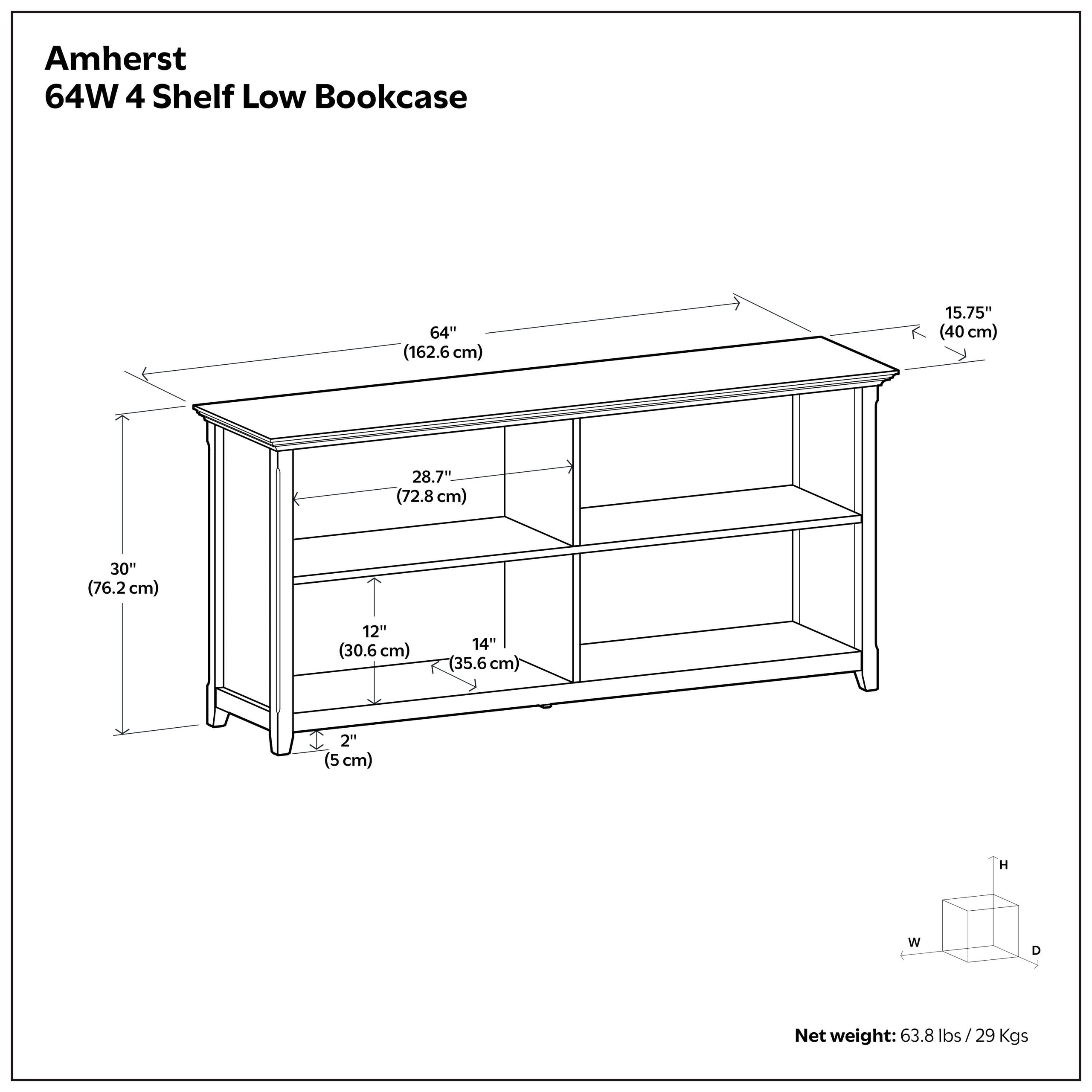 Black | Amherst Low 4 Shelf Bookcase