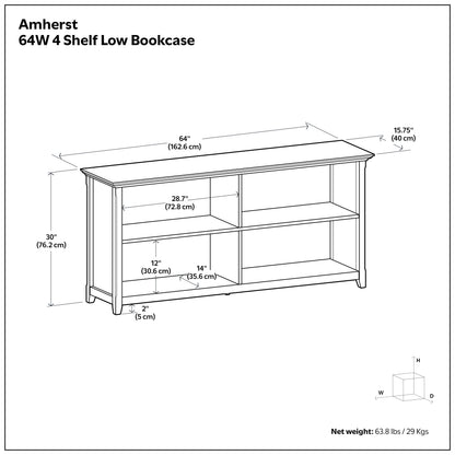 Black | Amherst Low 4 Shelf Bookcase