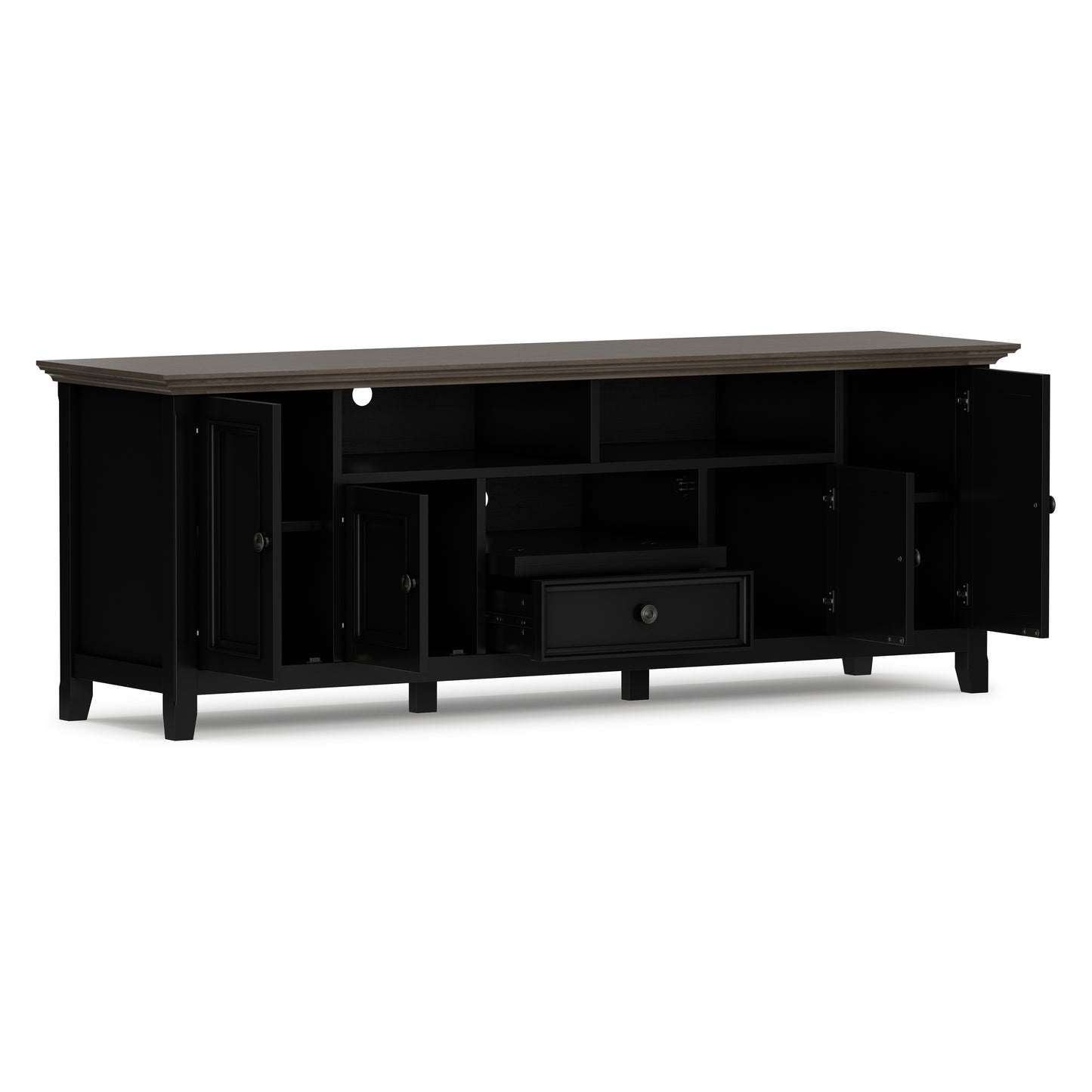 Black/Smoky Brown | Amherst 72 inch Wide TV Media Stand
