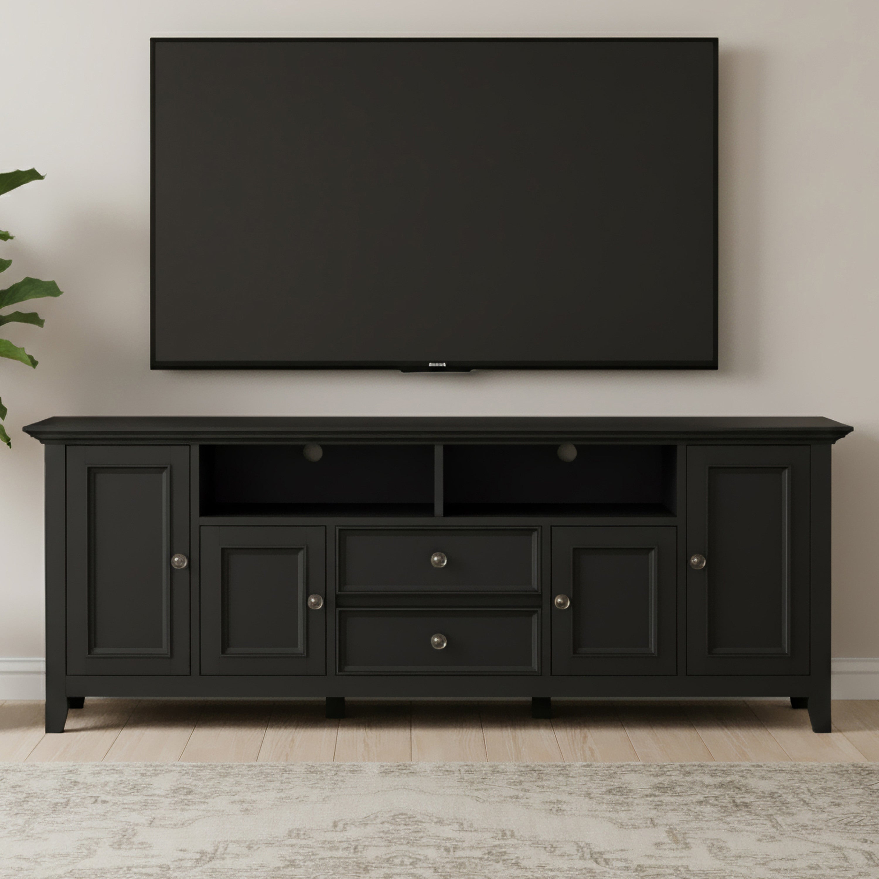 72 Inch Solid Wood TV Stand | Amherst Wide TV Media Stand – Simpli