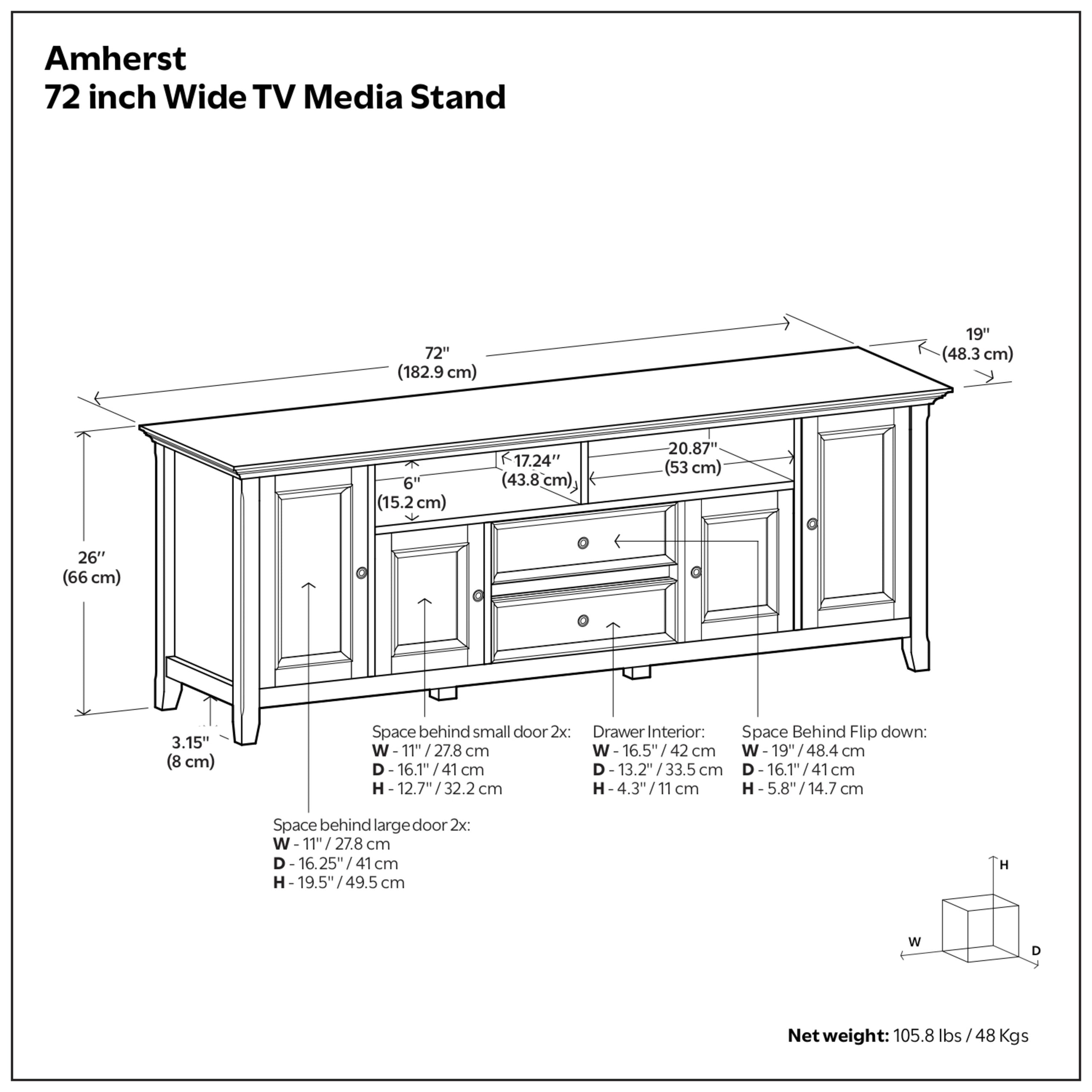 Brunette Brown | Amherst 72 inch Wide TV Media Stand