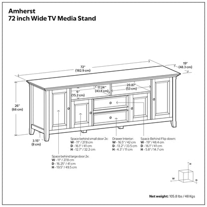 Brunette Brown | Amherst 72 inch Wide TV Media Stand