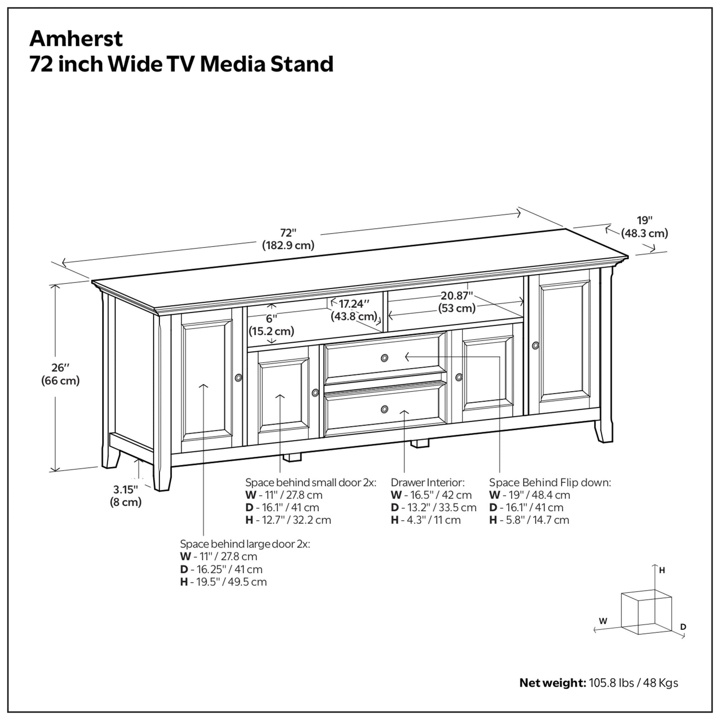 Distressed Grey | Amherst 72 inch Wide TV Media Stand