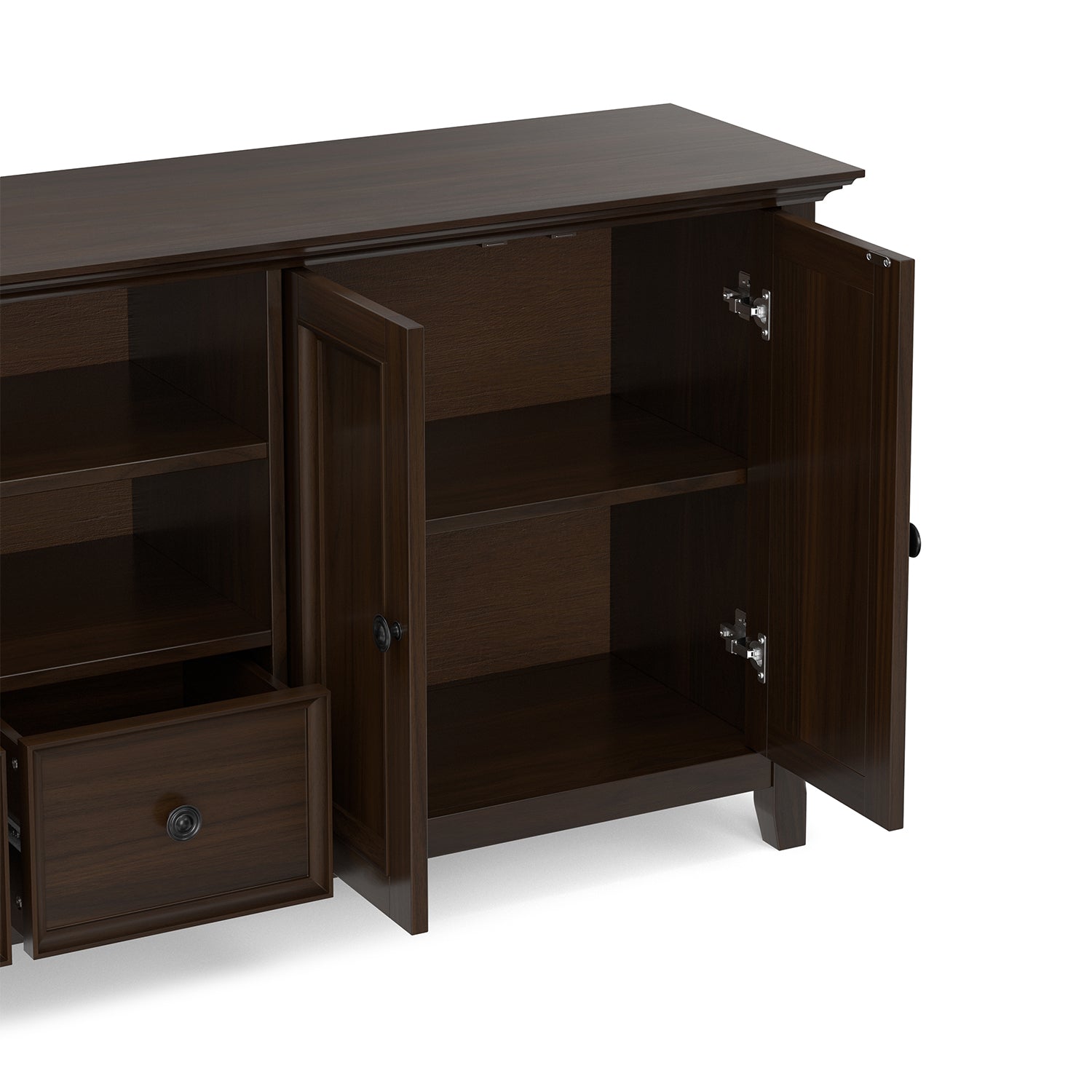 Amherst 84 inch Wide Solid Wood TV Stand in Brunette Brown/Bronze